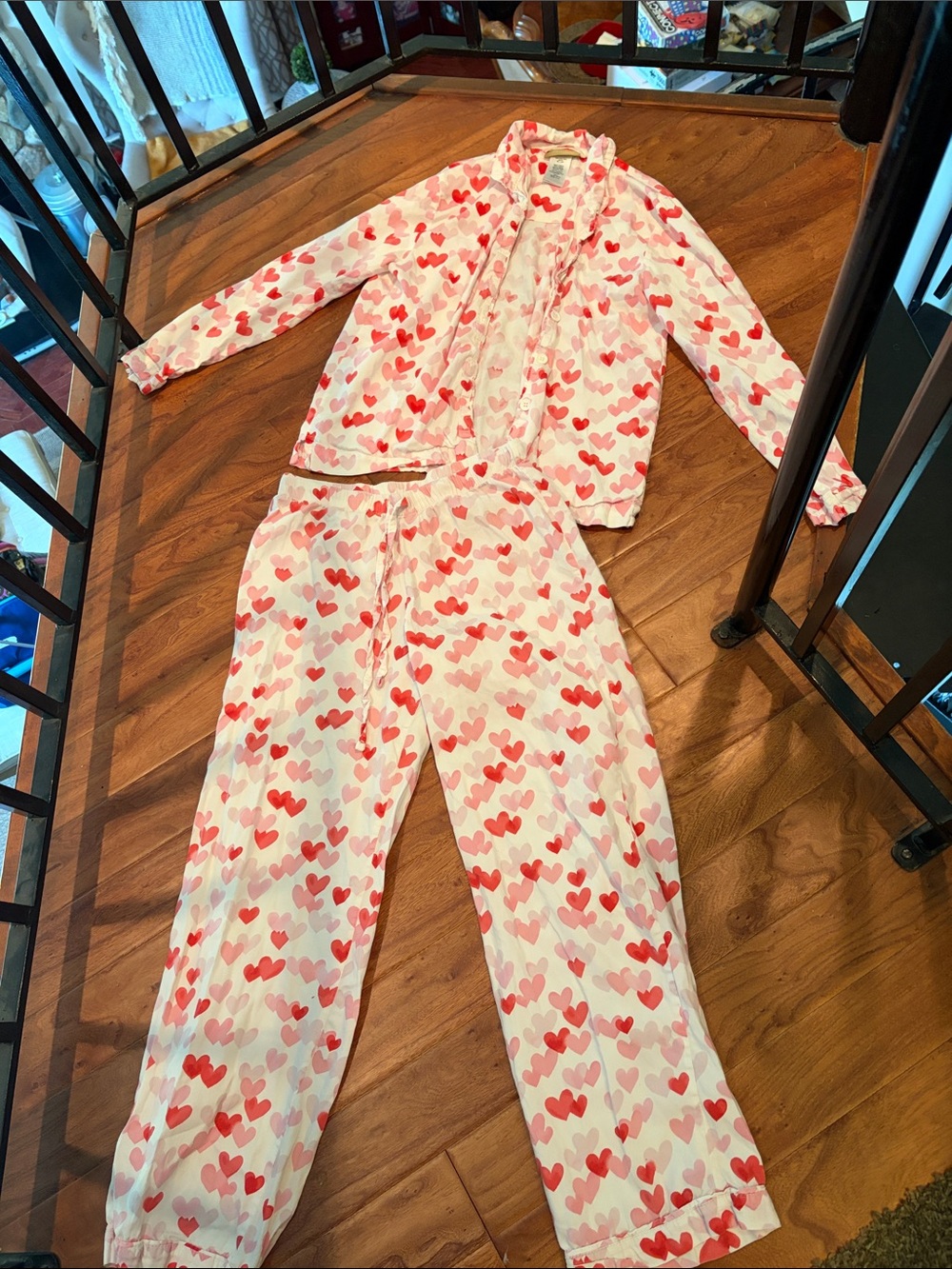 Pottery Barn Teen 100% Cotton Multi-Color Heart Two Piece Pajama Set
